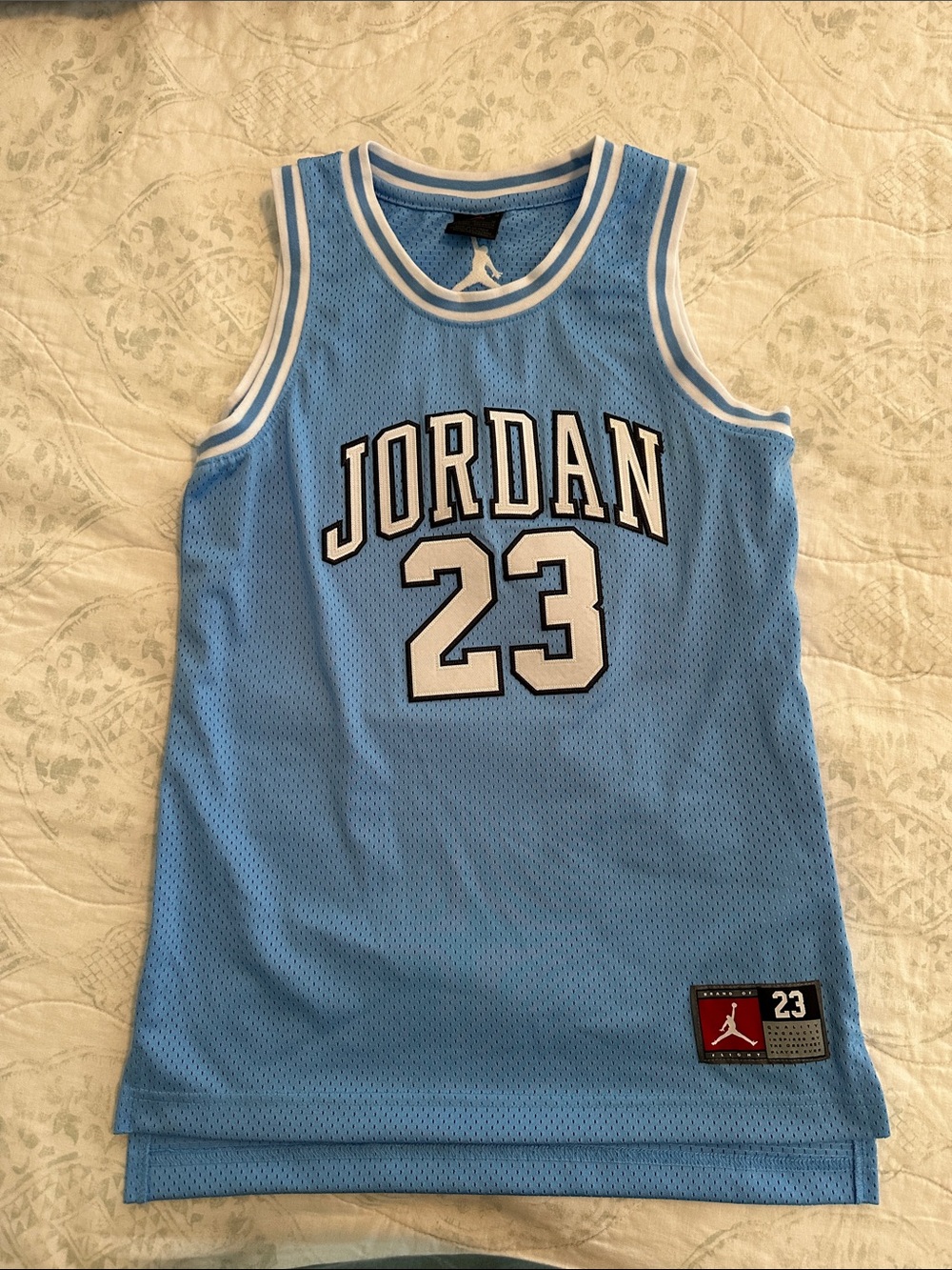 Jordan Light Blue and White Kids' Basketball Jersey - 23 Graphic